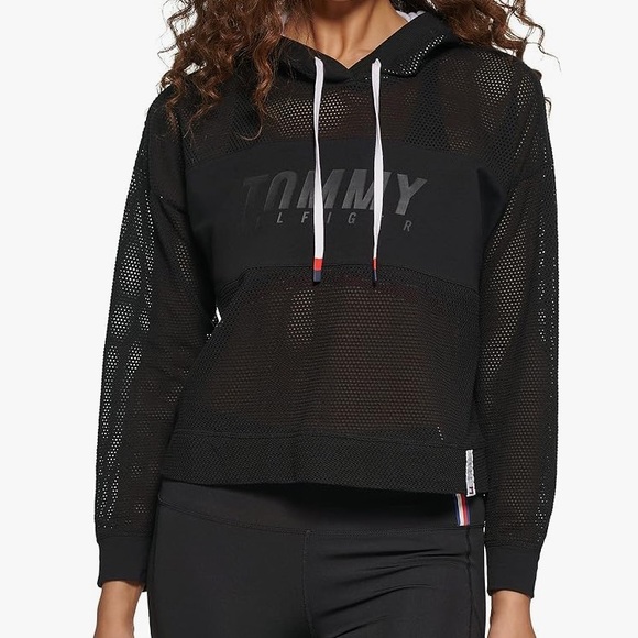 Tommy Hilfiger Tops - Tommy Hilfiger Black Mesh Hoodie
